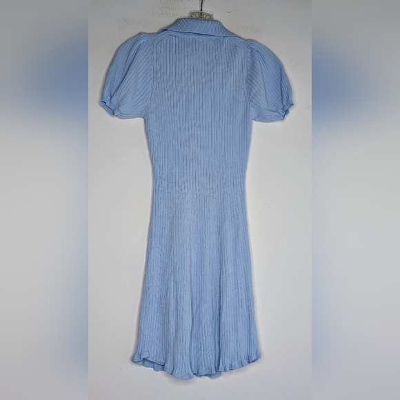 Self Portrait • Short Ribbed Knit Dress in Blue - Picture 2 of 3